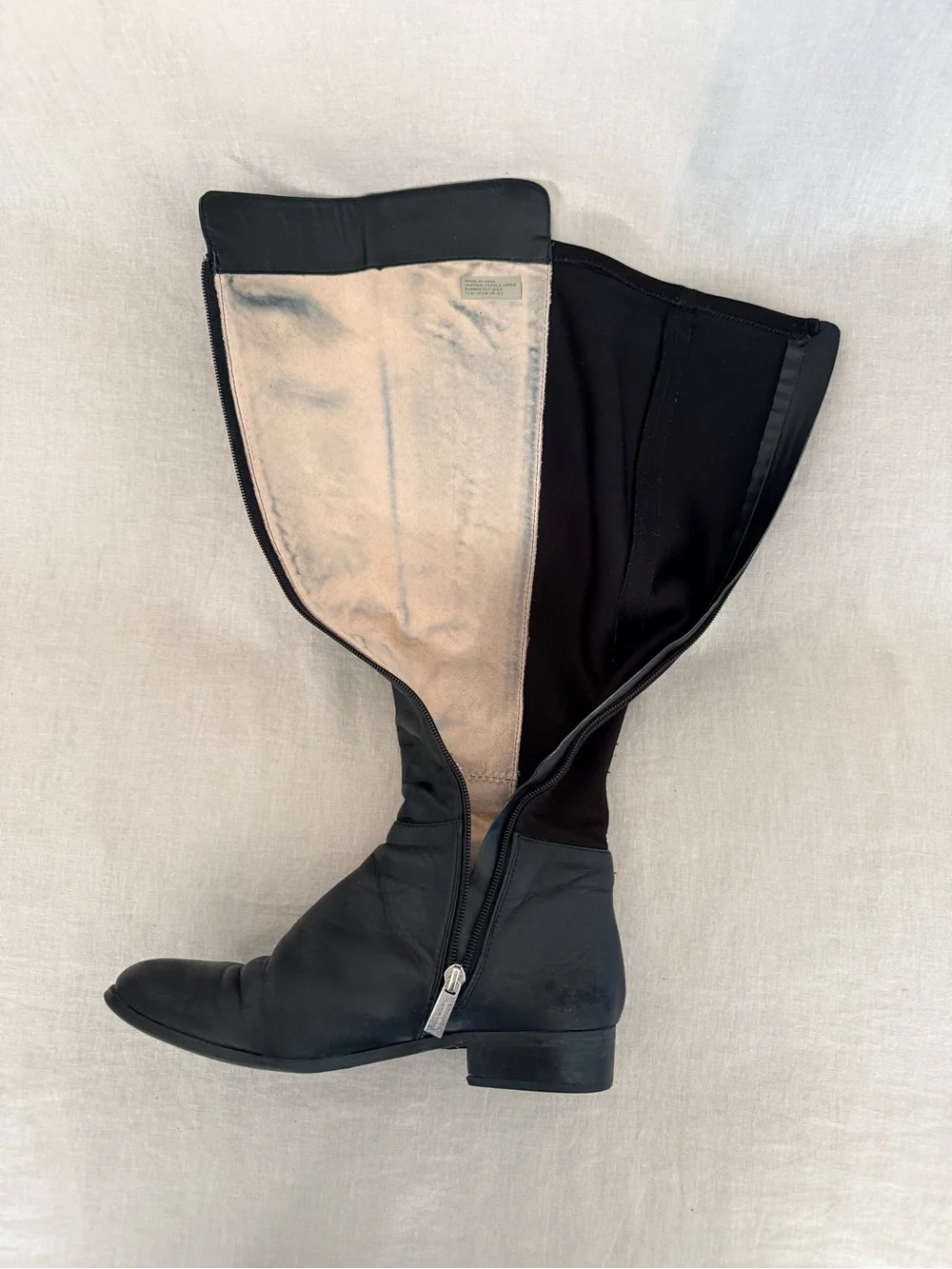 Michael Kors Over-the-Knee Leather Stretch Boots Sz 7.5 Fits 8 Black Low Heel